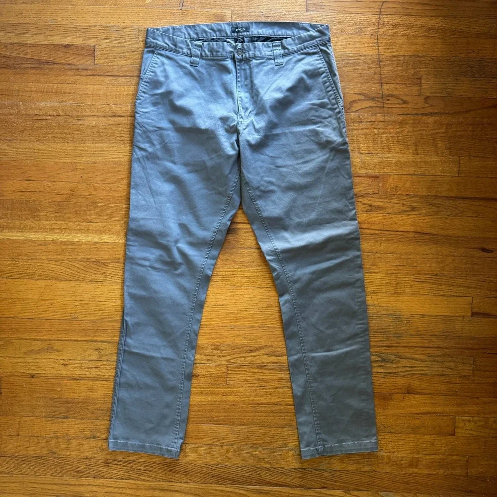 RVCA Mens Gray Flat Front Chino Pants Size 36‎ Casual Office Wear Weekend